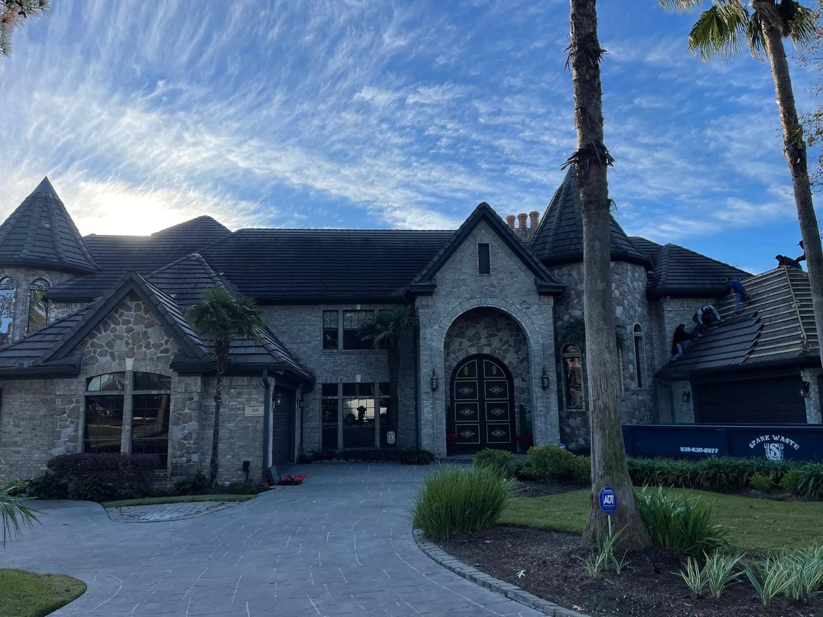Completed tile roof on custom estate home